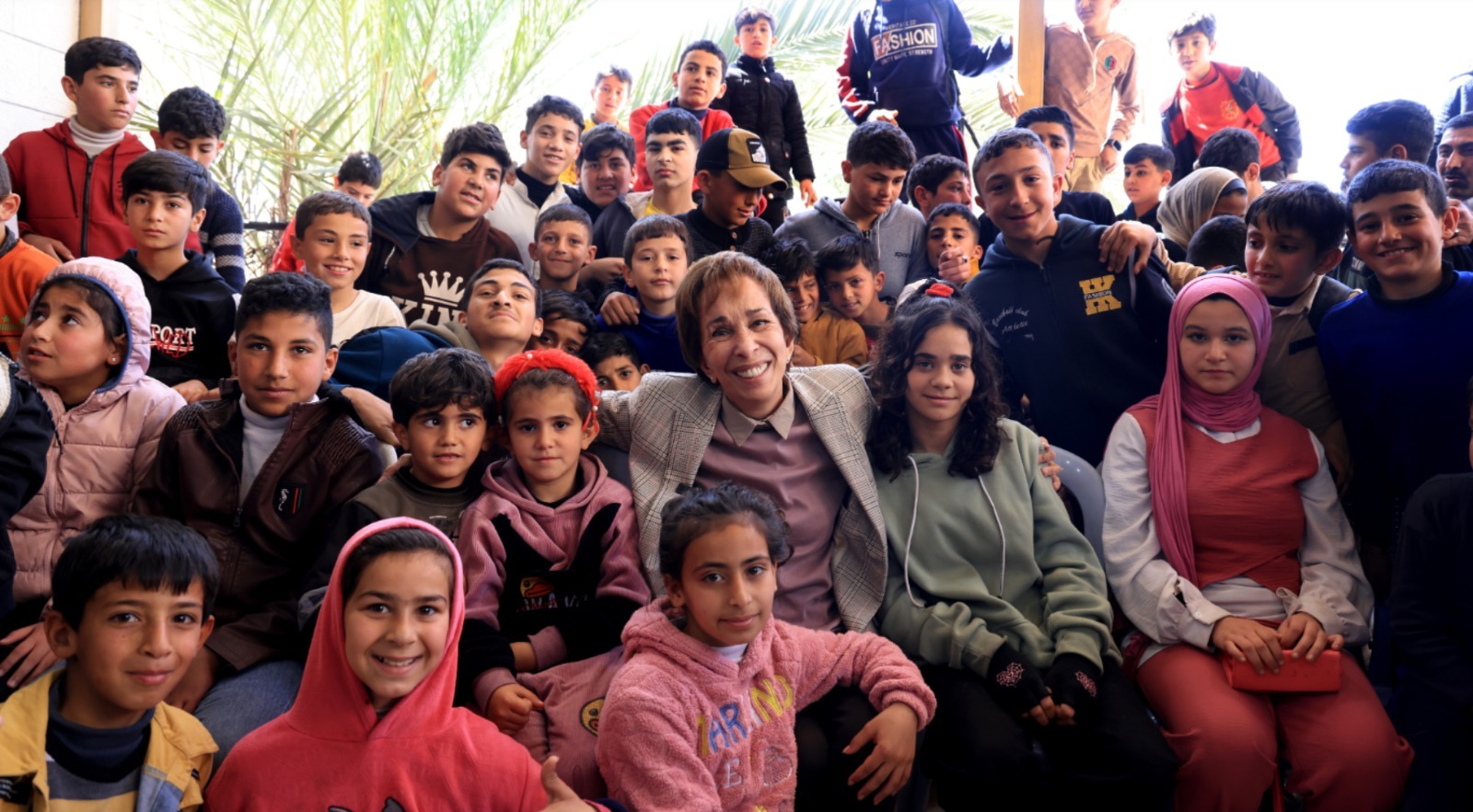 With Children during a Goodwill Campaign visit, in Burma Village, Jerash - 2024