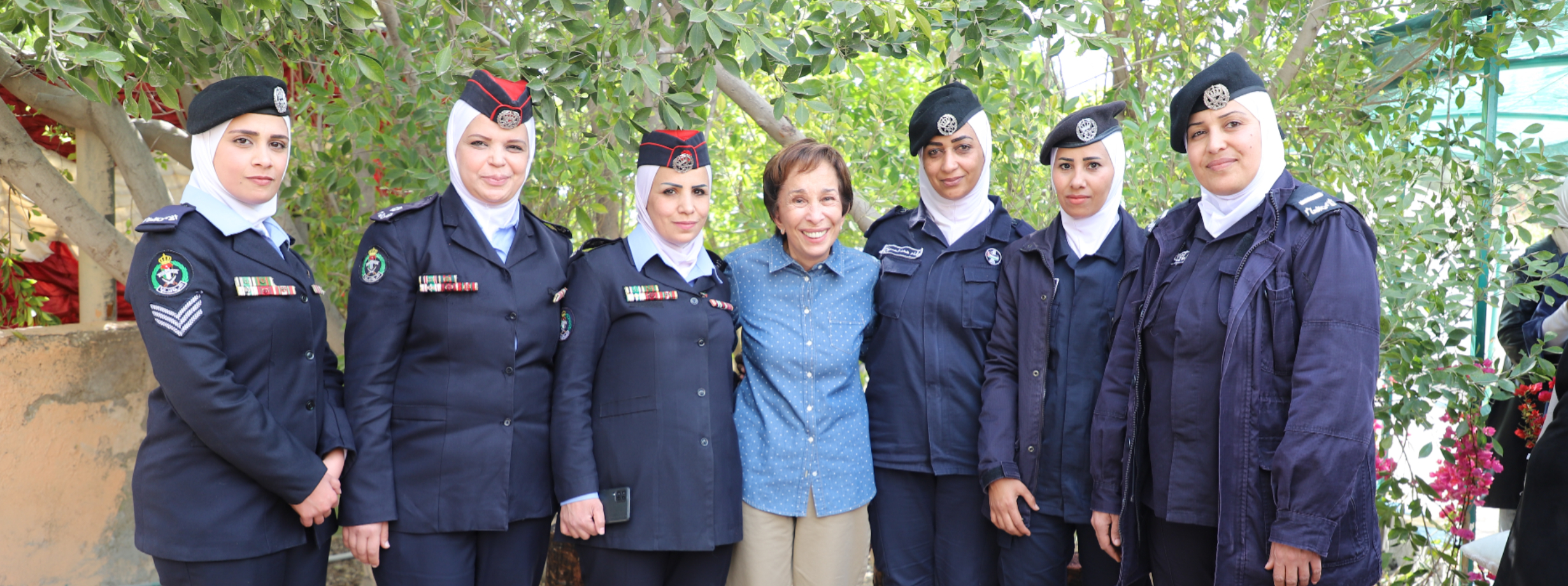 With policewomen in the JOHUD's Sheikh Hussein Community Development Centre - 2023